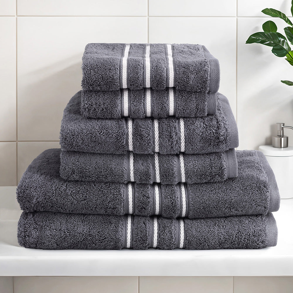 Bath Towels & Robes: 6 Pack Bath Towels Set Cotton Towel Grey
