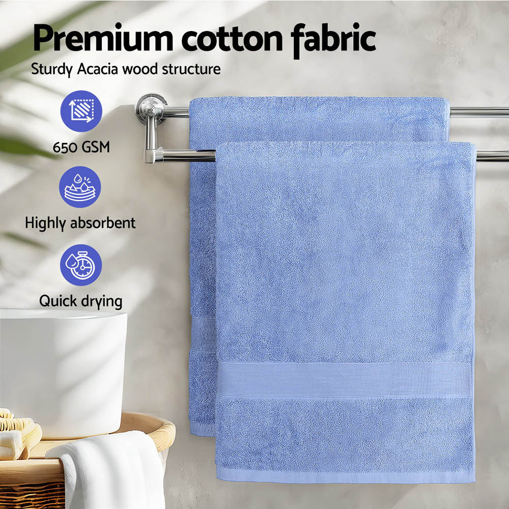 Bed Sheets: 2 Pack Bath Sheets Set Cotton Extra Large Towel Blue
