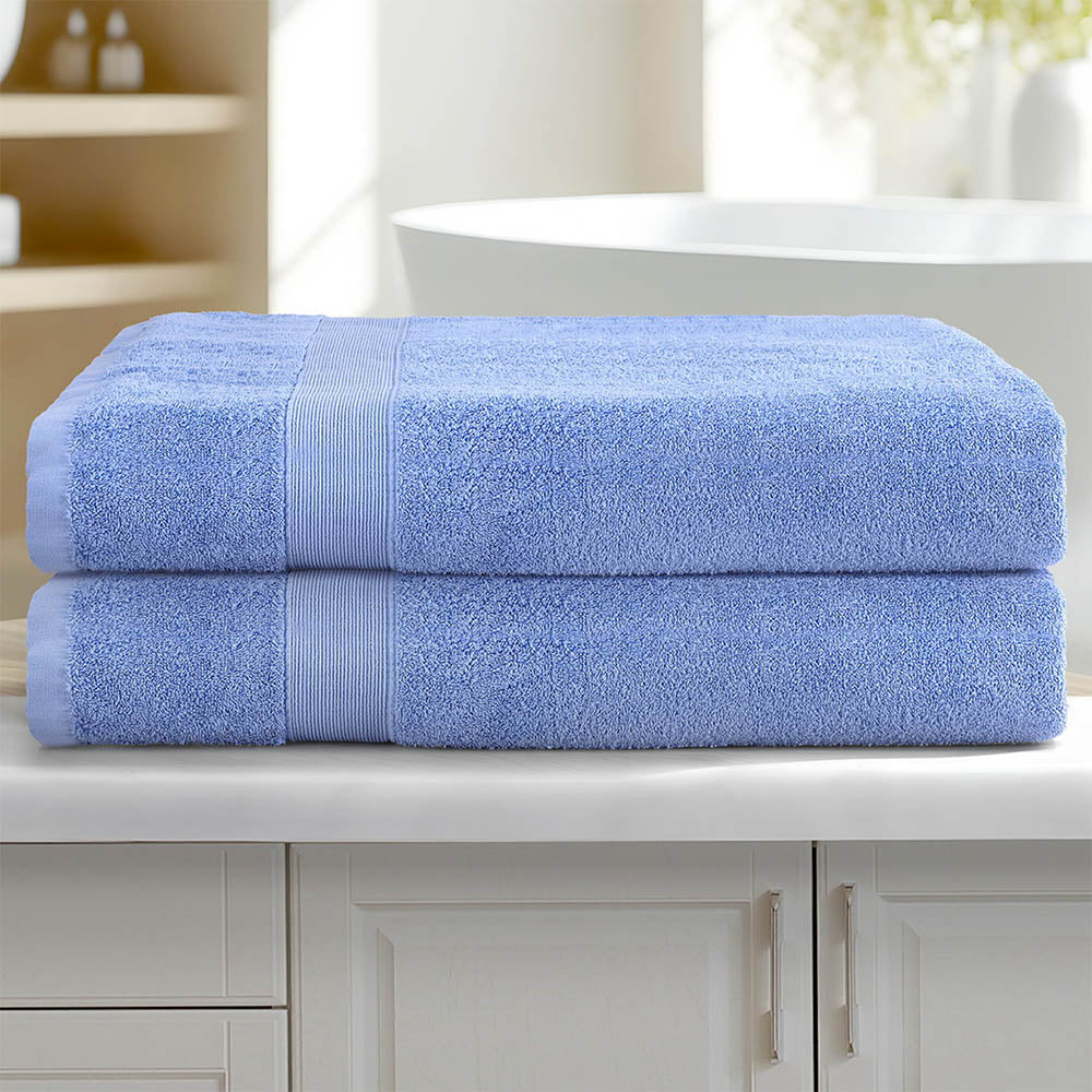 Bed Sheets: 2 Pack Bath Sheets Set Cotton Extra Large Towel Blue