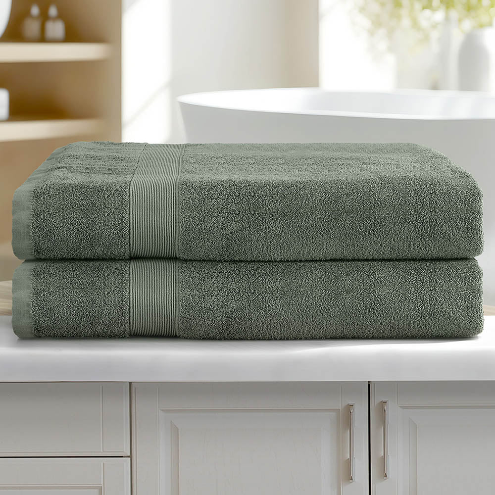 Bed Sheets: 2 Pack Bath Sheets Set Cotton Extra Large Towel Green