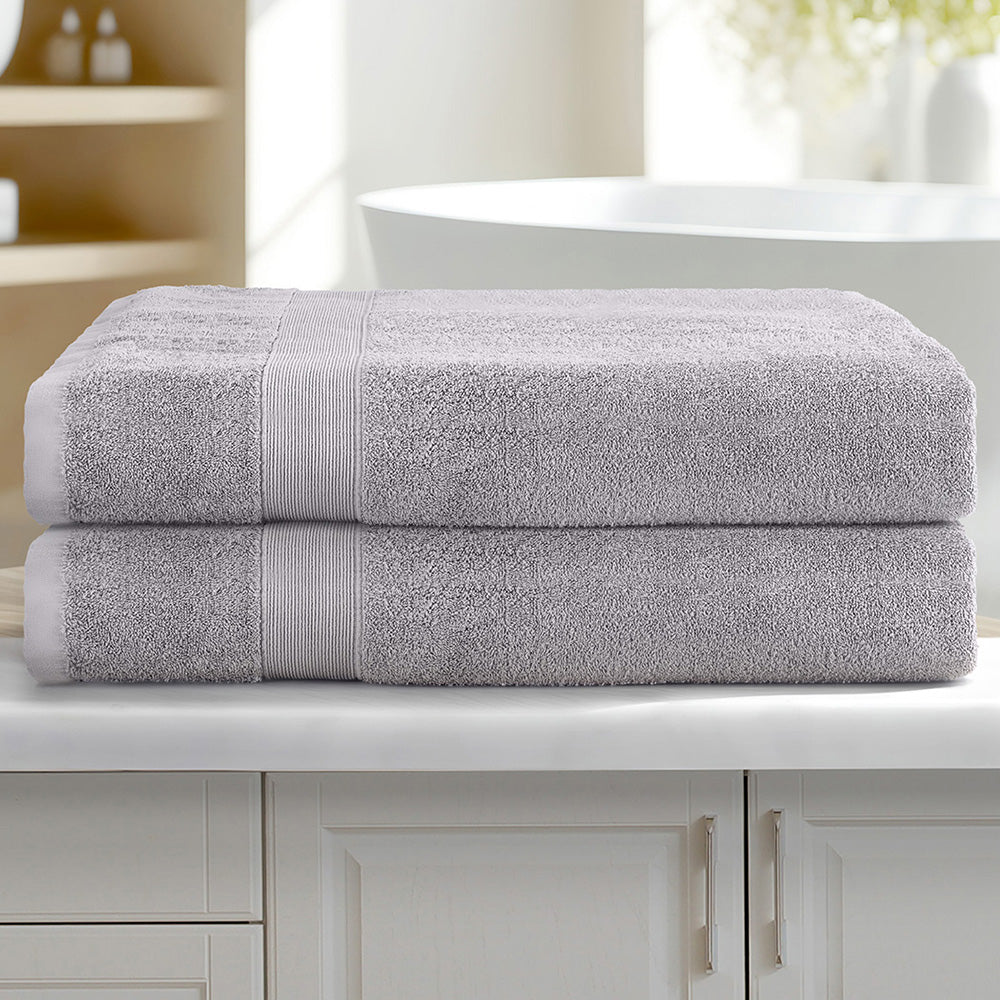 Bed Sheets: 2 Pack Bath Sheets Set Cotton Extra Large Towel Grey