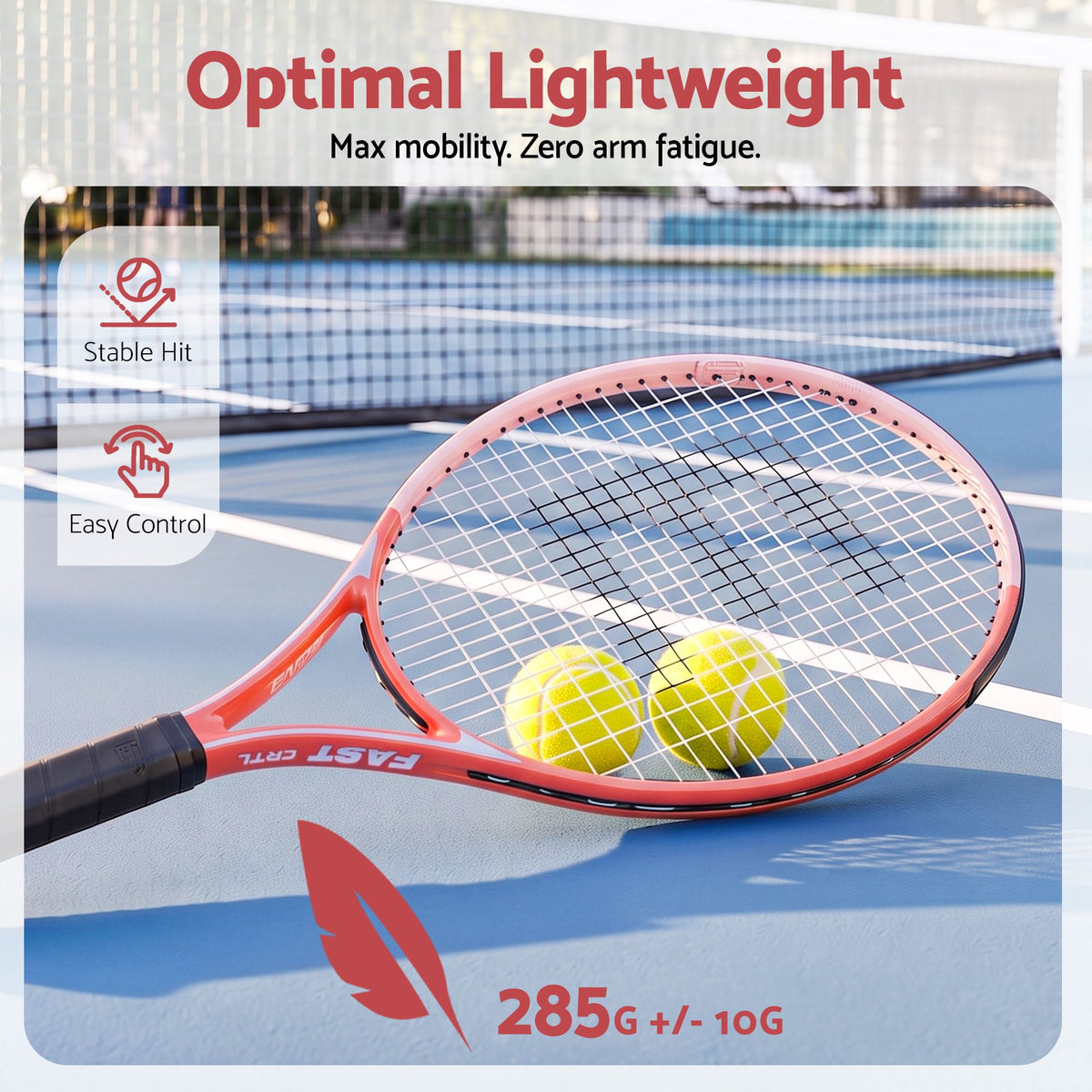 Everfit Tennis Racket Set 2 Pack 27 Inch Lightweight Cushioned Grip for Adults Pink
