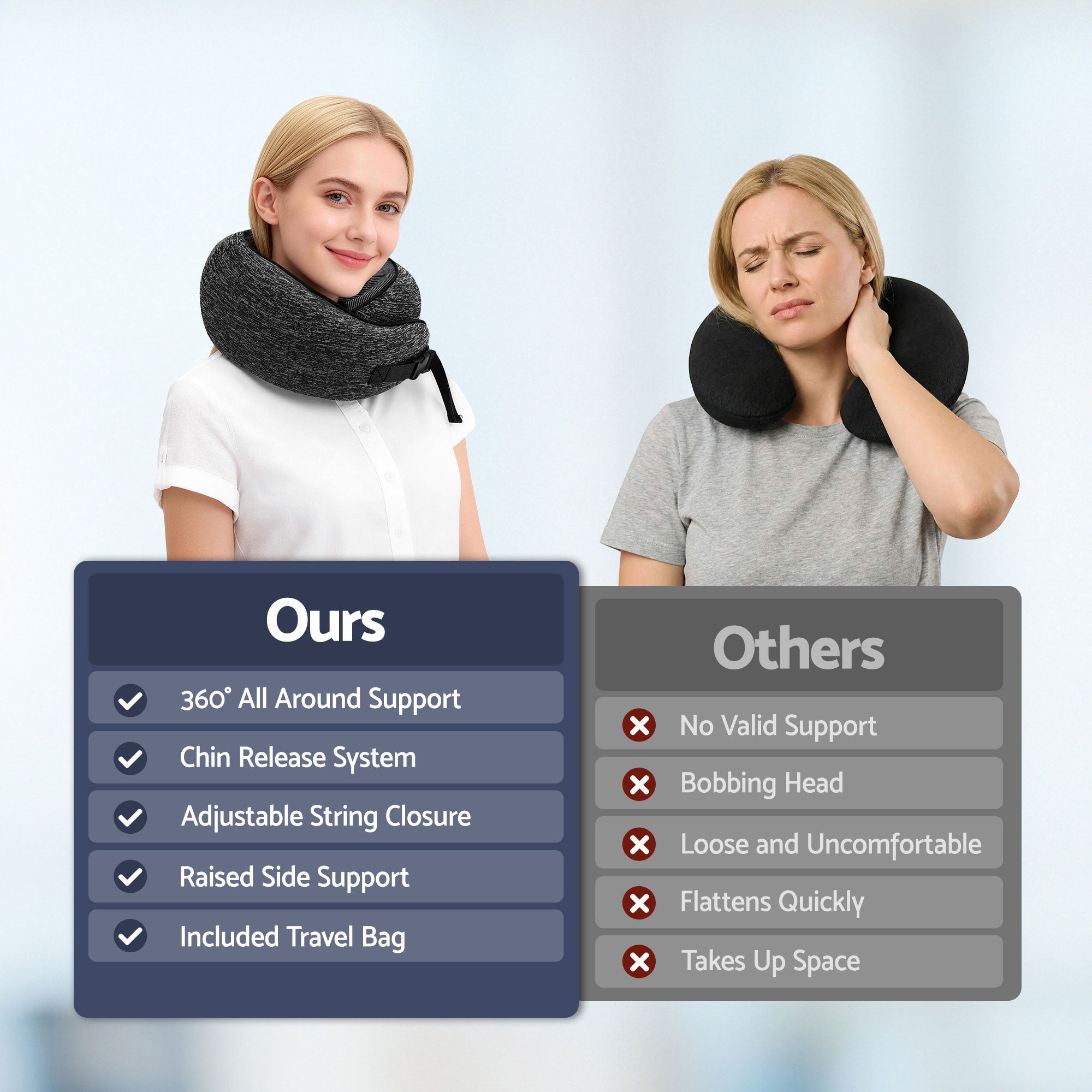 Pillows: Wanderlite Travel Pillows for Airplanes Ergonomic Memory Foam Neck Pillow, Breathable & Washable Cover, Travel Bag Included, Airplane Pillow for Airplane, Car, Office and Home, Dark Grey