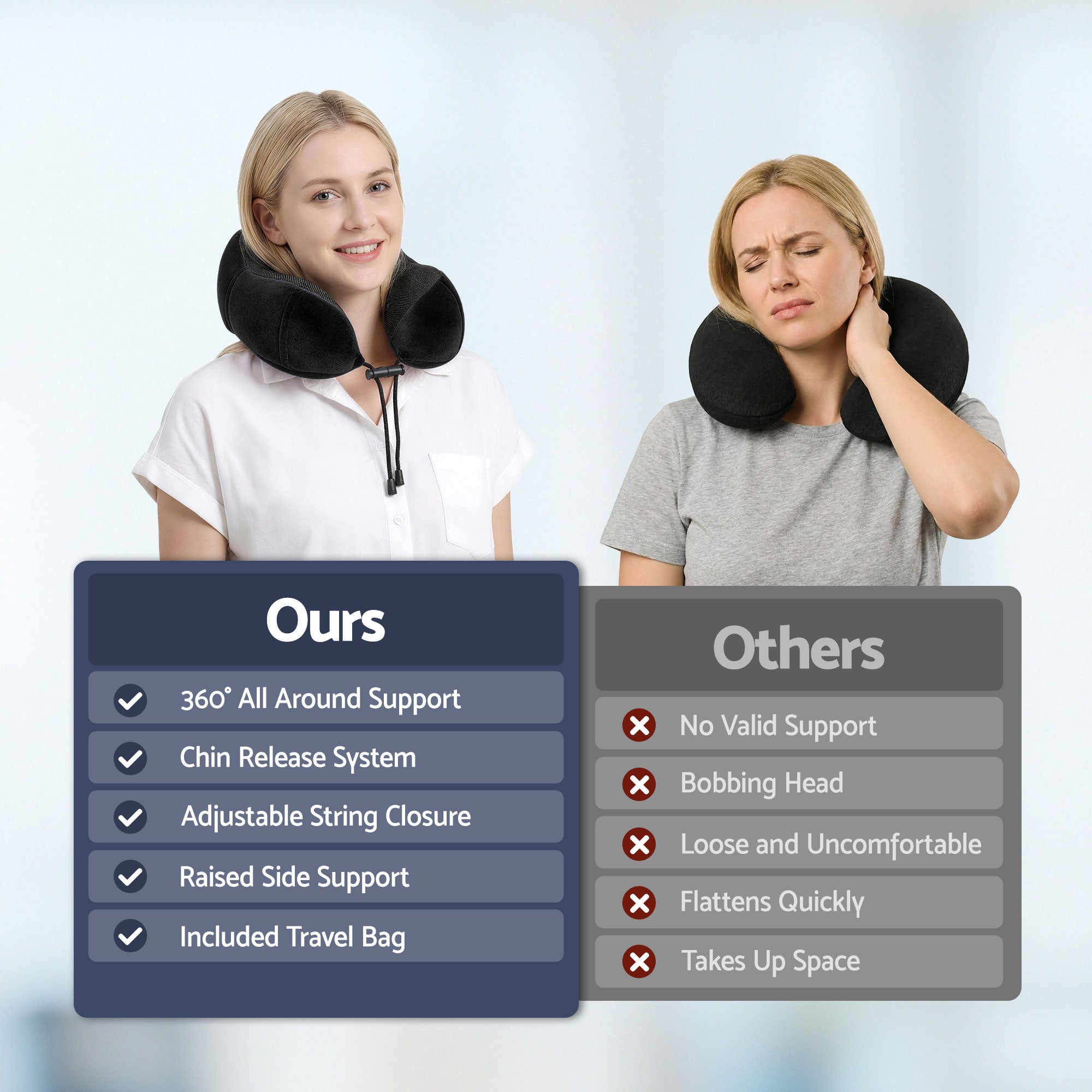 Pillows: Wanderlite Travel Pillow for Airplanes Memory Foam Neck Pillows for Traveling, Soft & Washable Cover with Storage Bag, Portable Plane Accessories for Airplanes Offices Cars, Black