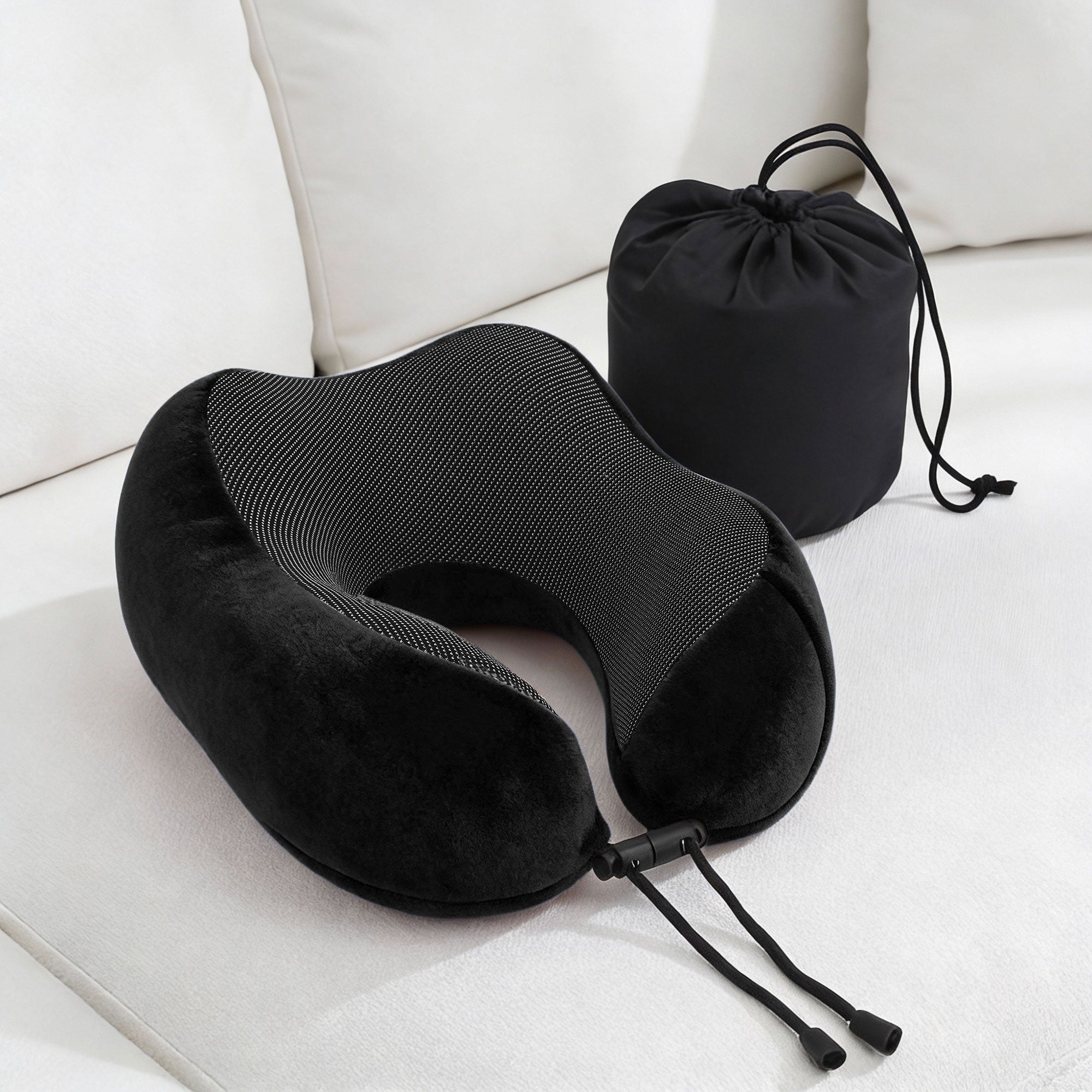 Pillows: Wanderlite Travel Pillow for Airplanes Memory Foam Neck Pillows for Traveling, Soft & Washable Cover with Storage Bag, Portable Plane Accessories for Airplanes Offices Cars, Black
