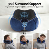 Pillows: Wanderlite Travel Pillow for Airplanes Memory Foam Neck Pillows for Traveling, Soft & Washable Cover with Storage Bag, Portable Plane Accessories for Airplanes Offices Cars, Blue