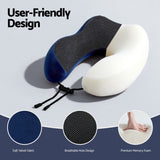 Pillows: Wanderlite Travel Pillow for Airplanes Memory Foam Neck Pillows for Traveling, Soft & Washable Cover with Storage Bag, Portable Plane Accessories for Airplanes Offices Cars, Blue