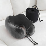 Pillows: Wanderlite Travel Pillow for Airplanes Memory Foam Neck Pillows for Traveling, Soft & Washable Cover with Storage Bag, Portable Plane Accessories for Airplanes Offices Cars, Grey