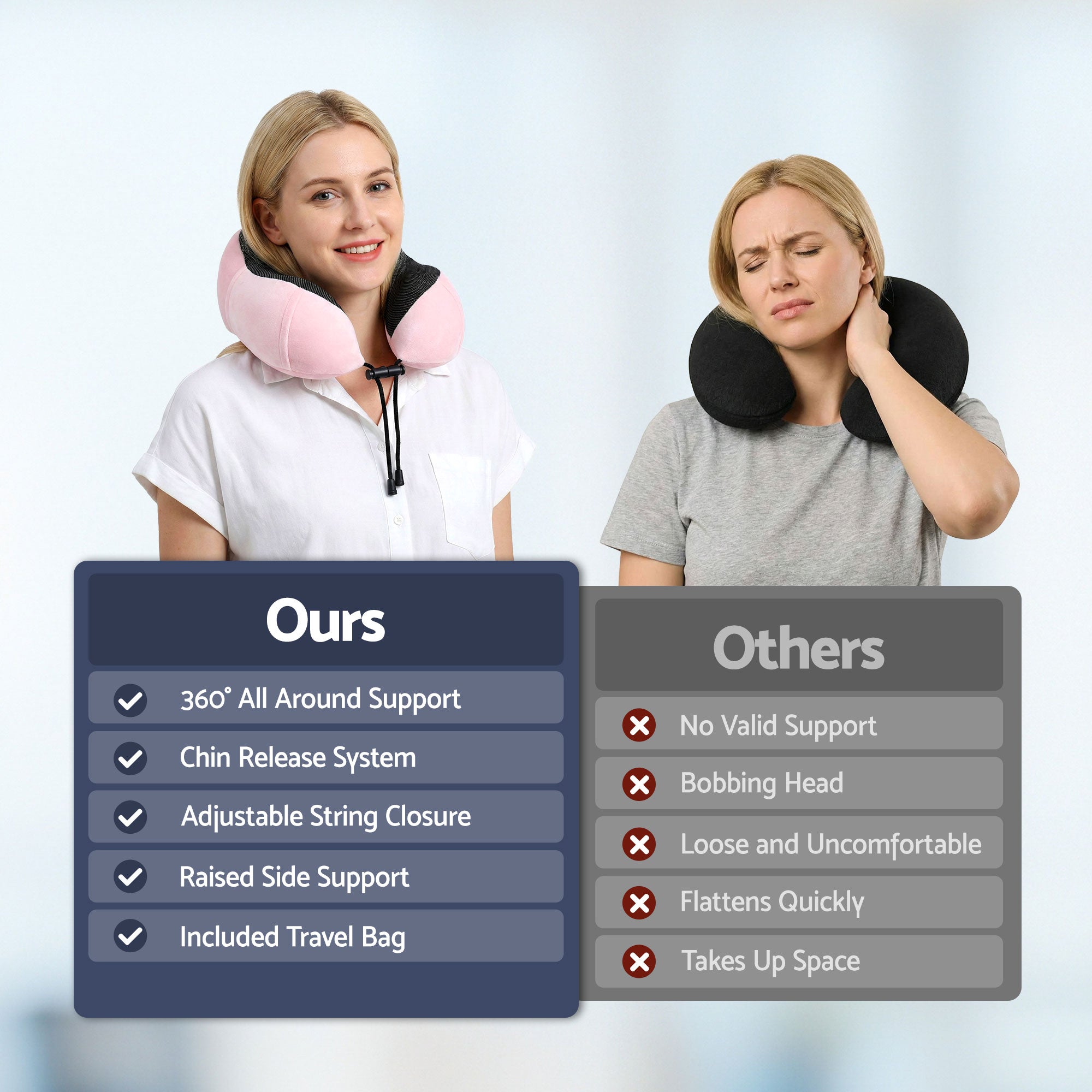 Pillows: Wanderlite Travel Pillow for Airplanes Memory Foam Neck Pillows for Traveling, Soft & Washable Cover with Storage Bag, Portable Plane Accessories for Airplanes Offices Cars, Pink