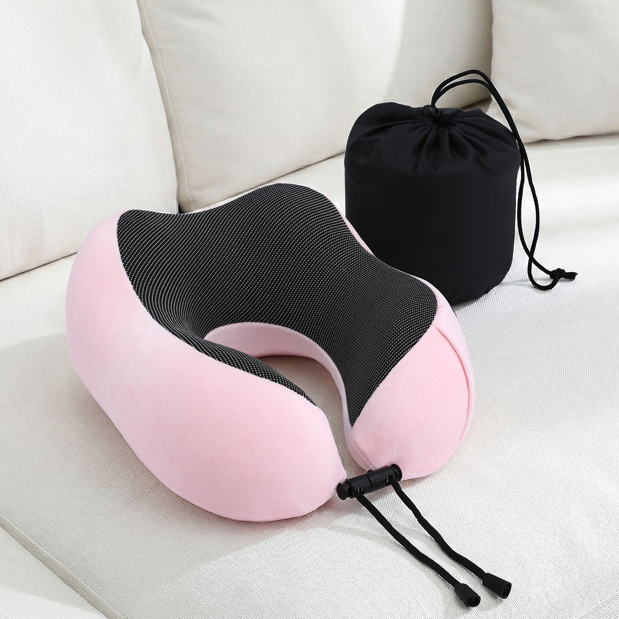 Pillows: Wanderlite Travel Pillow for Airplanes Memory Foam Neck Pillows for Traveling, Soft & Washable Cover with Storage Bag, Portable Plane Accessories for Airplanes Offices Cars, Pink