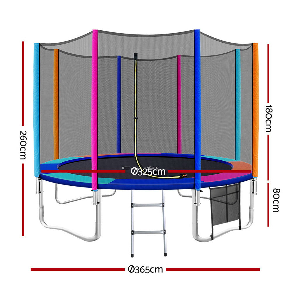 Trampolines & Accessories: Everfit 12FT Trampoline for Kids w/ Ladder Enclosure Safety Net Pad Gift Round