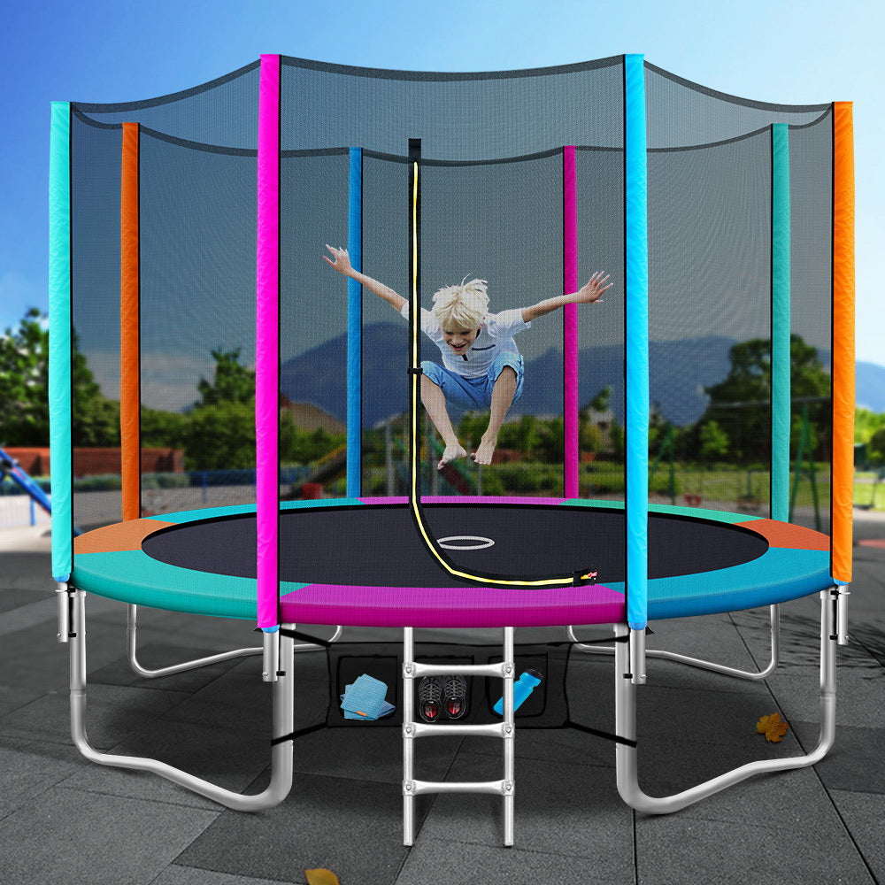 Trampolines & Accessories: Everfit 12FT Trampoline for Kids w/ Ladder Enclosure Safety Net Pad Gift Round