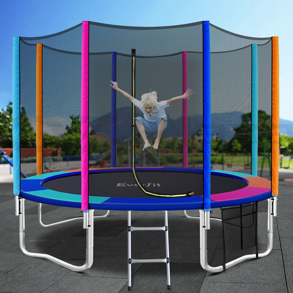 Trampolines & Accessories: Everfit 12FT Trampoline for Kids w/ Ladder Enclosure Safety Net Pad Gift Round