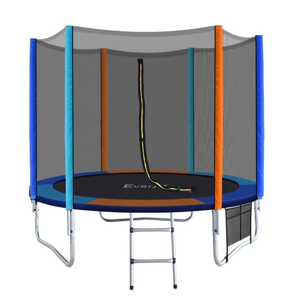 Trampolines & Accessories: Everfit 8FT Trampoline for Kids w/ Ladder Enclosure Safety Net Pad Gift Round