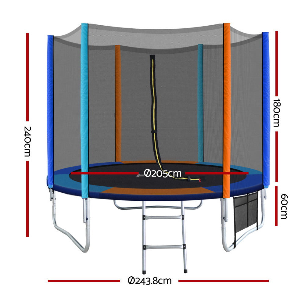 Trampolines & Accessories: Everfit 8FT Trampoline for Kids w/ Ladder Enclosure Safety Net Pad Gift Round