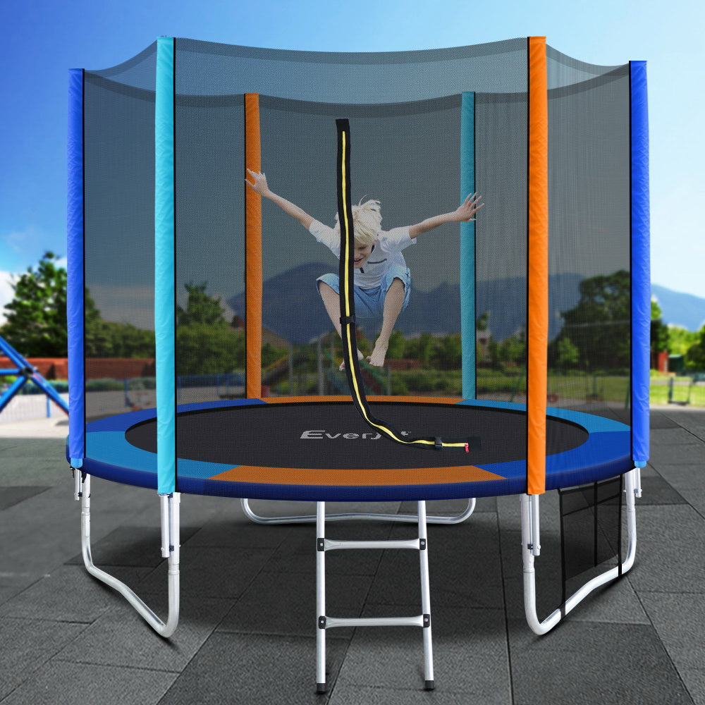 Trampolines & Accessories: Everfit 8FT Trampoline for Kids w/ Ladder Enclosure Safety Net Pad Gift Round