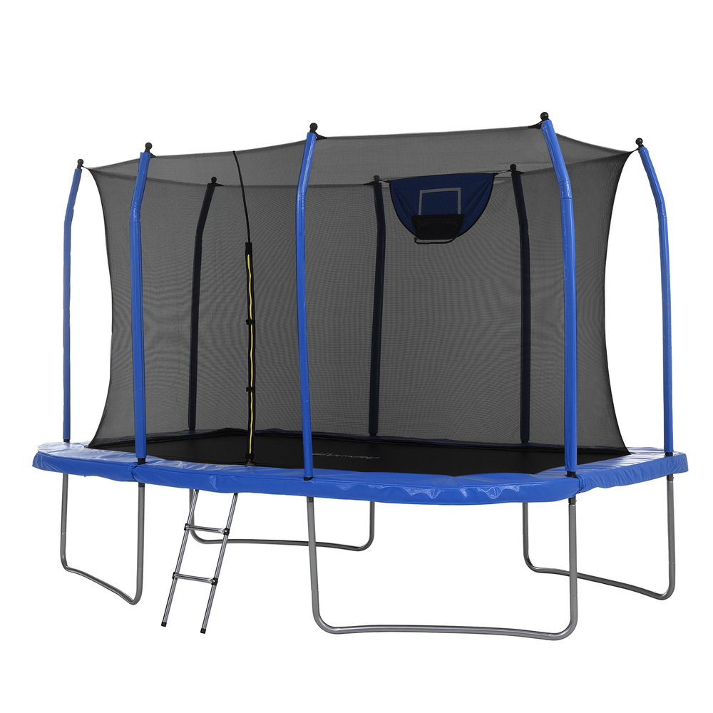 Trampolines & Accessories: Everfit 12FT Trampoline Kids Rectangle Rebounder with Basketball Set Safety Net