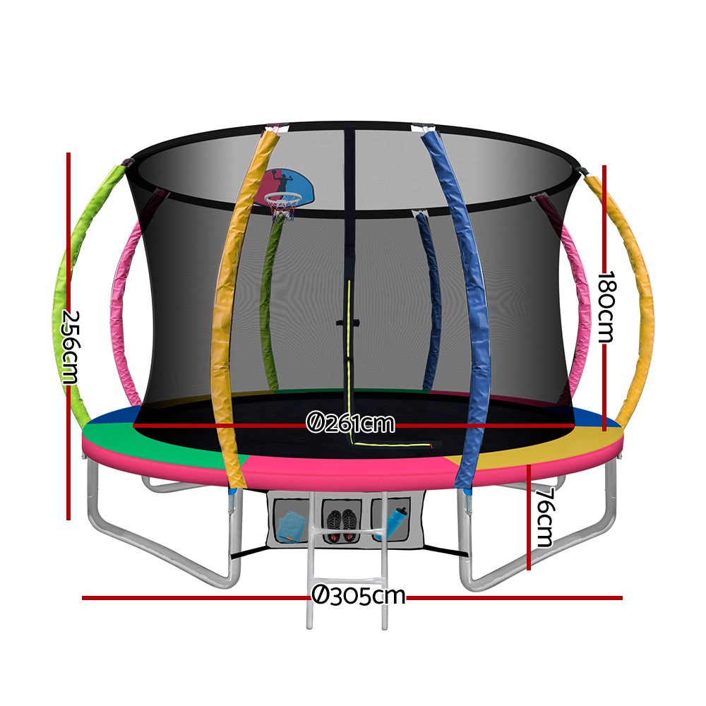 Trampolines & Accessories: Everfit 10FT Trampoline for Kids w/ Ladder Enclosure Safety Net Rebounder Colors