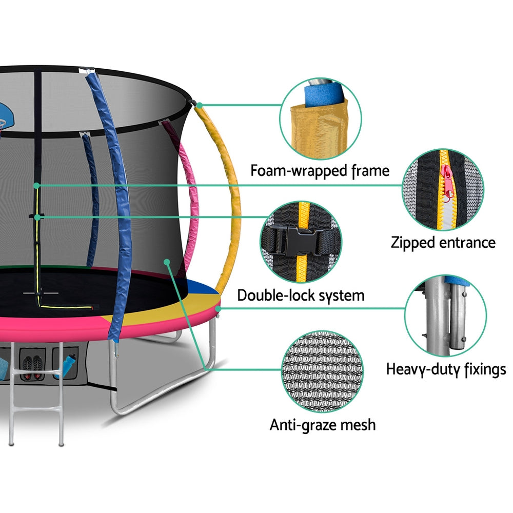 Trampolines & Accessories: Everfit 10FT Trampoline for Kids w/ Ladder Enclosure Safety Net Rebounder Colors