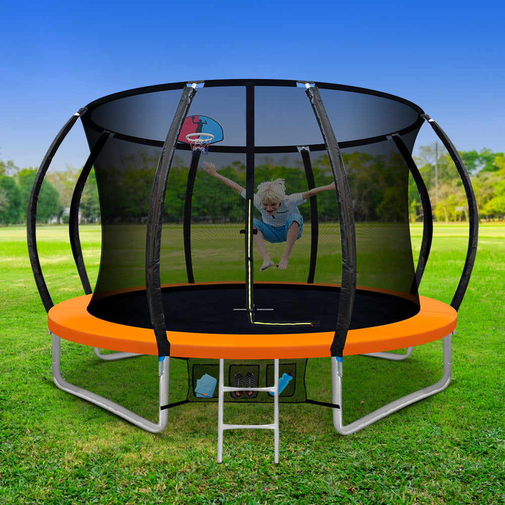Trampolines & Accessories: Everfit 10FT Trampoline for Kids w/ Ladder Enclosure Safety Net Rebounder Orange