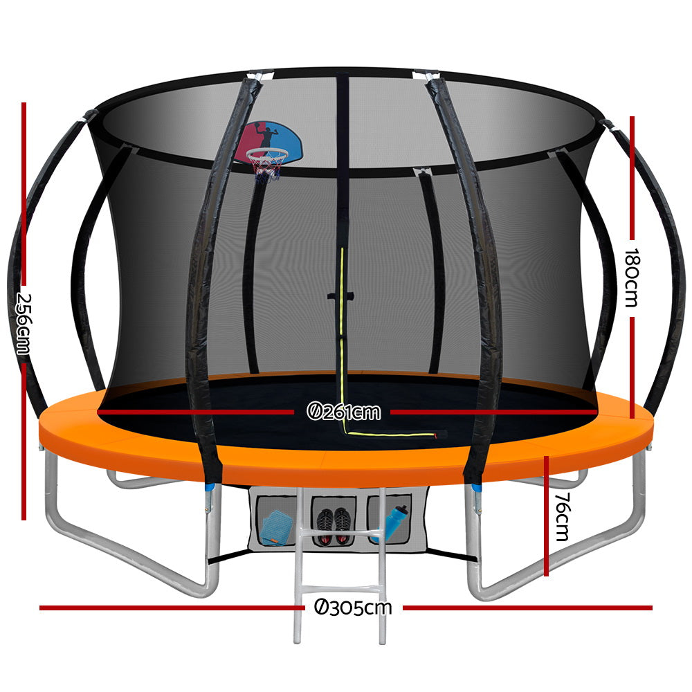 Trampolines & Accessories: Everfit 10FT Trampoline for Kids w/ Ladder Enclosure Safety Net Rebounder Orange