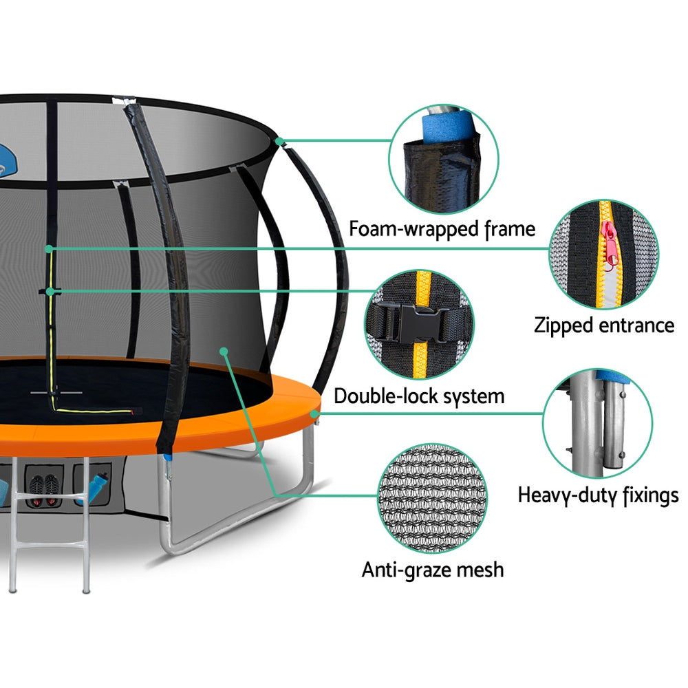 Trampolines & Accessories: Everfit 10FT Trampoline for Kids w/ Ladder Enclosure Safety Net Rebounder Orange