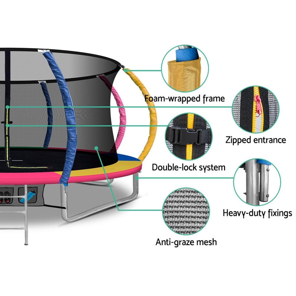 Trampolines & Accessories: 14ft Trampoline Everfit Kids Trampoline Rebounder w/ Ladder Basketball Hoop