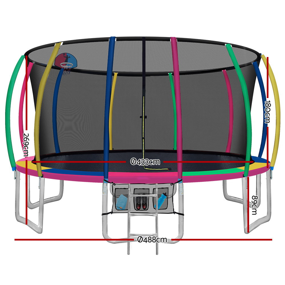 Trampolines & Accessories: Everfit 16FT Trampoline for Kids w/ Ladder Enclosure Safety Net Rebounder Colors