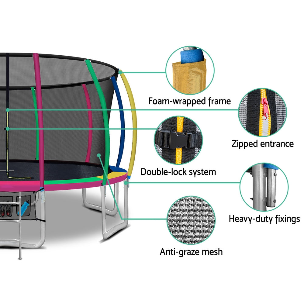 Trampolines & Accessories: Everfit 16FT Trampoline for Kids w/ Ladder Enclosure Safety Net Rebounder Colors