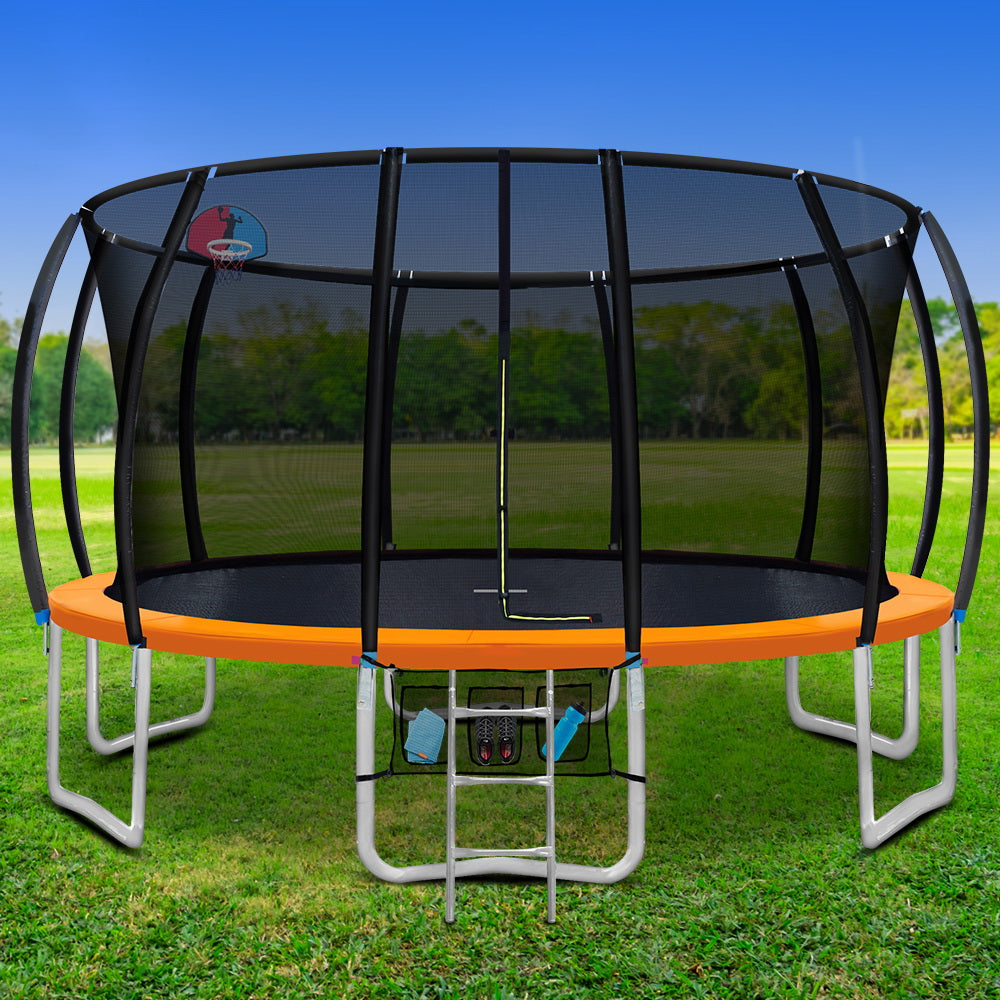 Trampolines & Accessories: Everfit 16FT Trampoline for Kids w/ Ladder Enclosure Safety Net Rebounder Orange