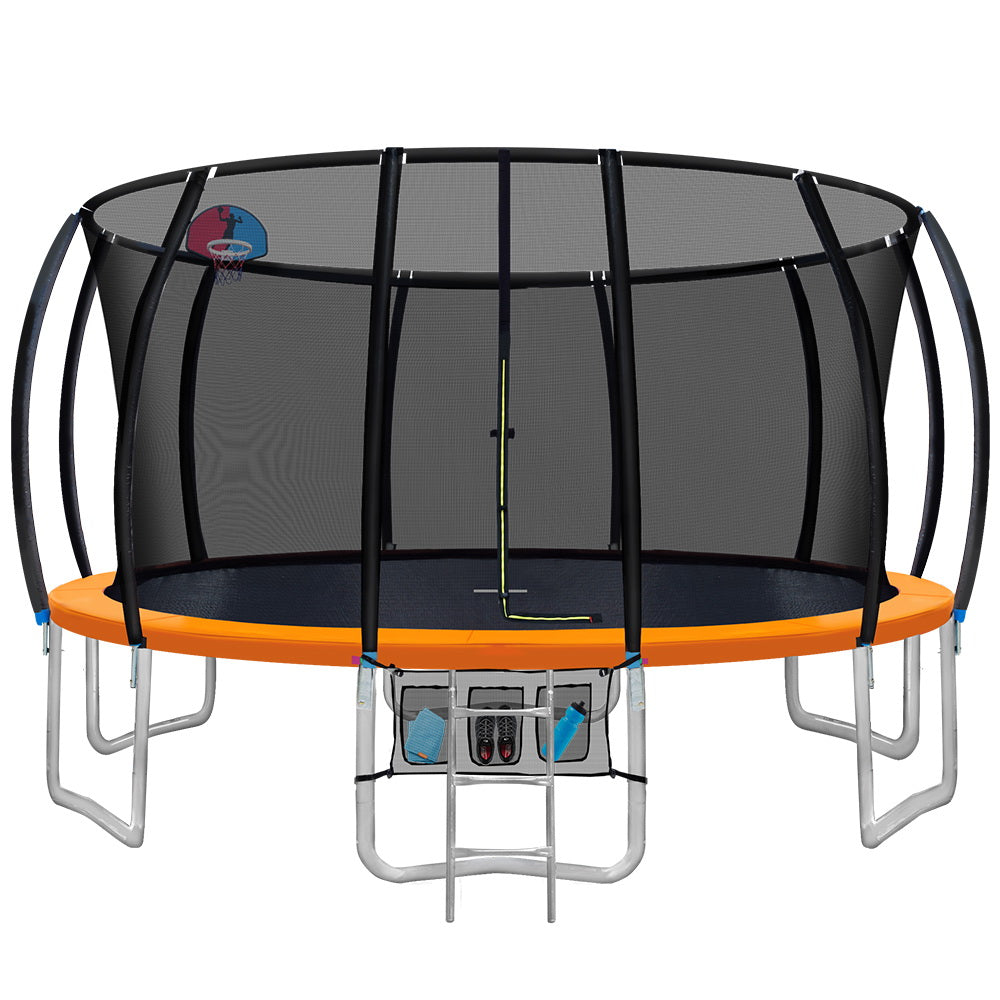 Trampolines & Accessories: Everfit 16FT Trampoline for Kids w/ Ladder Enclosure Safety Net Rebounder Orange