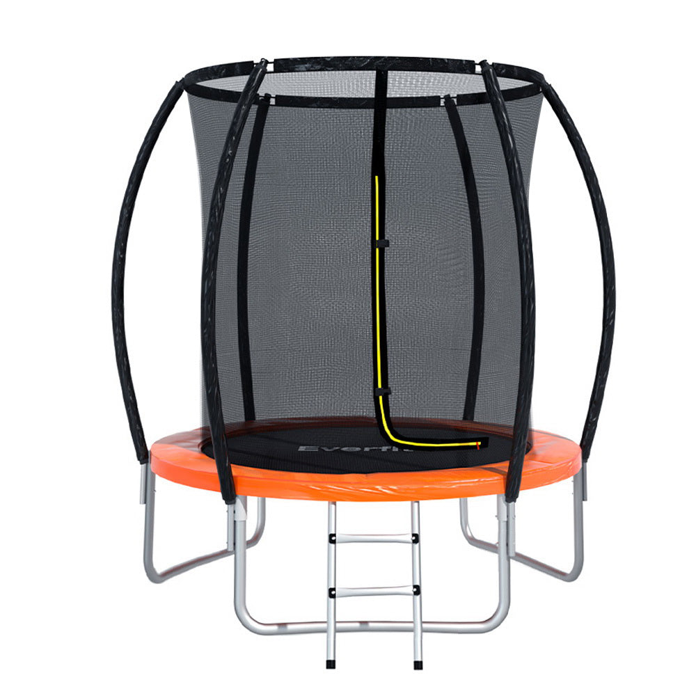 Trampolines & Accessories: Everfit 6FT Trampoline for Kids w/ Ladder Trampoline Enclosure Safety Net Rebounder Orange