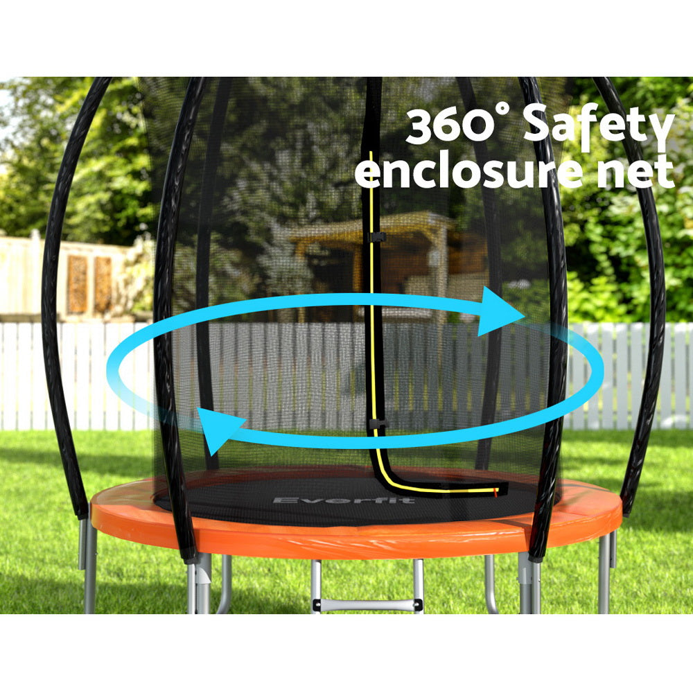 Trampolines & Accessories: Everfit 6FT Trampoline for Kids w/ Ladder Trampoline Enclosure Safety Net Rebounder Orange