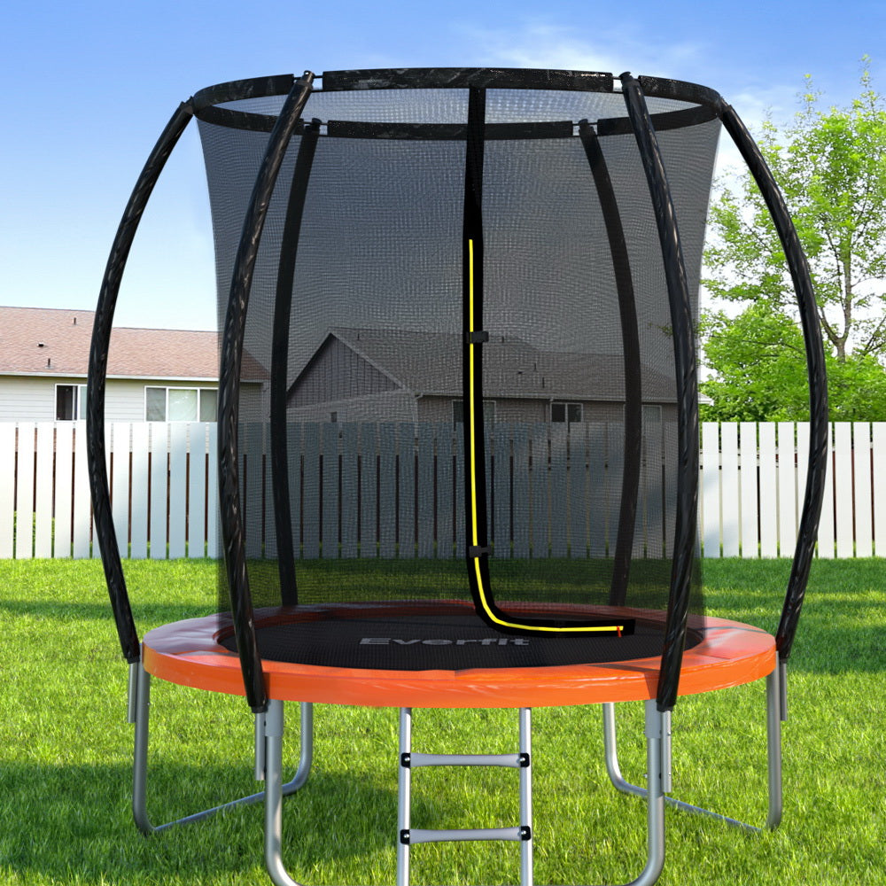 Trampolines & Accessories: Everfit 6FT Trampoline for Kids w/ Ladder Trampoline Enclosure Safety Net Rebounder Orange