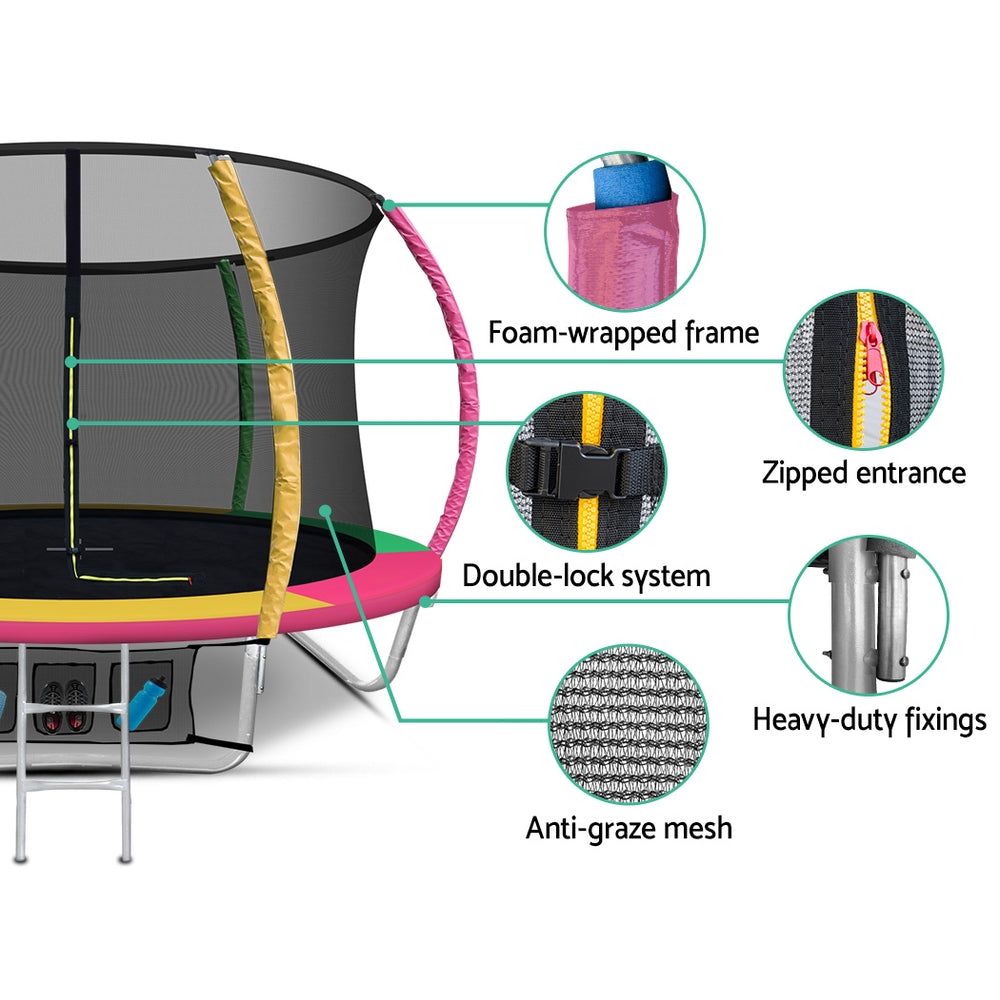 Trampolines & Accessories: Everfit 8FT Trampoline for Kids w/ Ladder Enclosure Safety Net Rebounder Colors