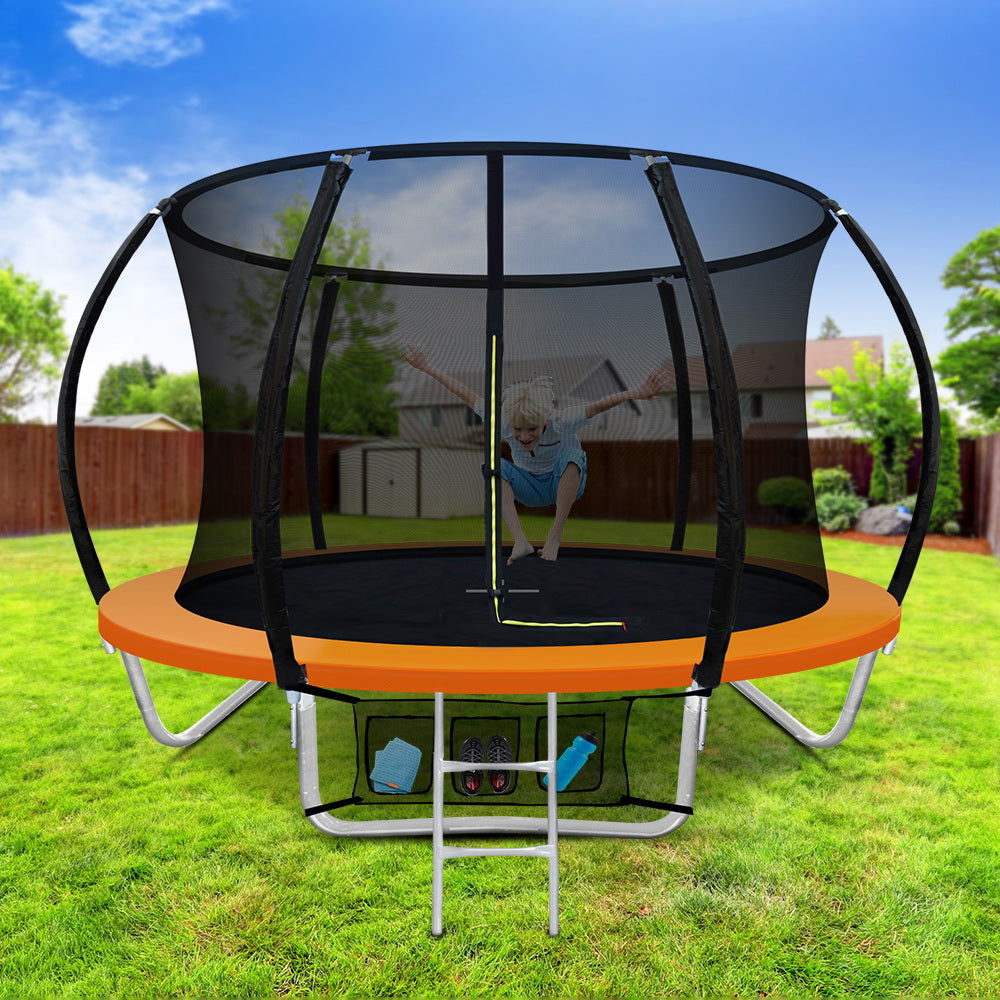 Trampolines & Accessories: Everfit 8FT Trampoline for Kids w/ Ladder Enclosure Safety Net Rebounder Orange