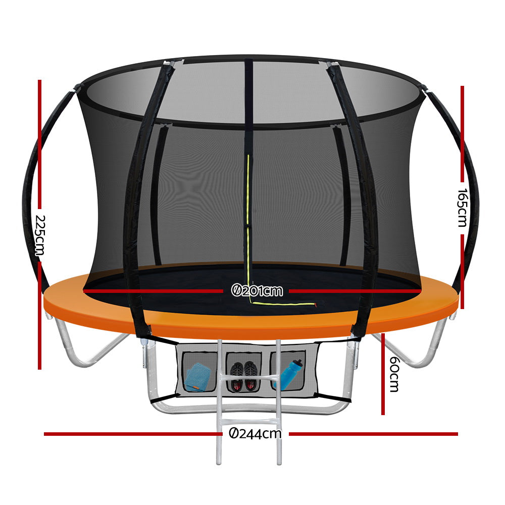 Trampolines & Accessories: Everfit 8FT Trampoline for Kids w/ Ladder Enclosure Safety Net Rebounder Orange