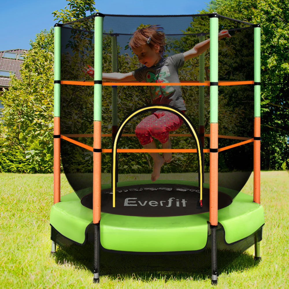 Trampolines & Accessories: Everfit 4.5FT Trampoline for Kids Trampoline w/ Enclosure Safety Net Rebounder Gift Green