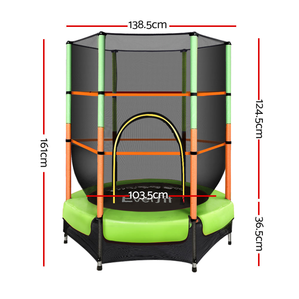 Trampolines & Accessories: Everfit 4.5FT Trampoline for Kids Trampoline w/ Enclosure Safety Net Rebounder Gift Green
