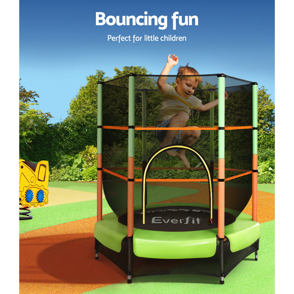 Trampolines & Accessories: Everfit 4.5FT Trampoline for Kids Trampoline w/ Enclosure Safety Net Rebounder Gift Green