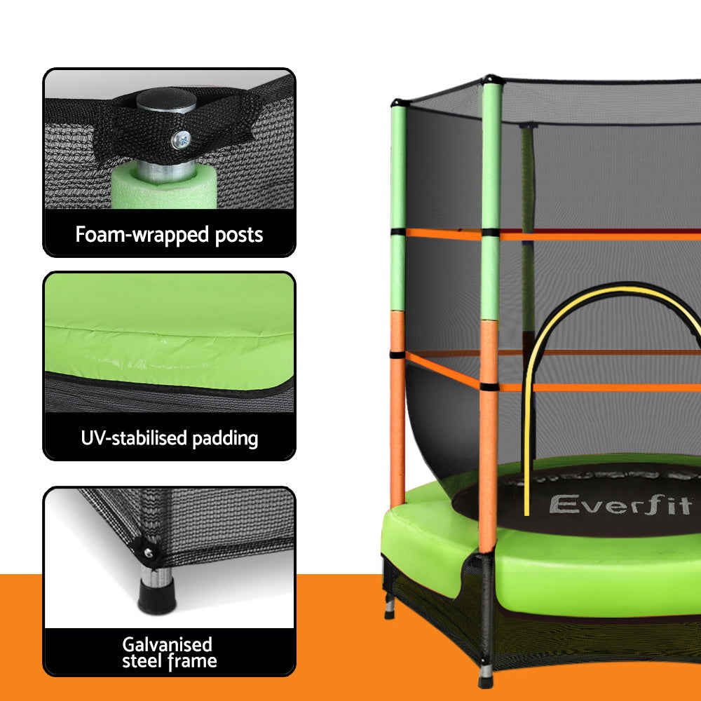 Trampolines & Accessories: Everfit 4.5FT Trampoline for Kids Trampoline w/ Enclosure Safety Net Rebounder Gift Green