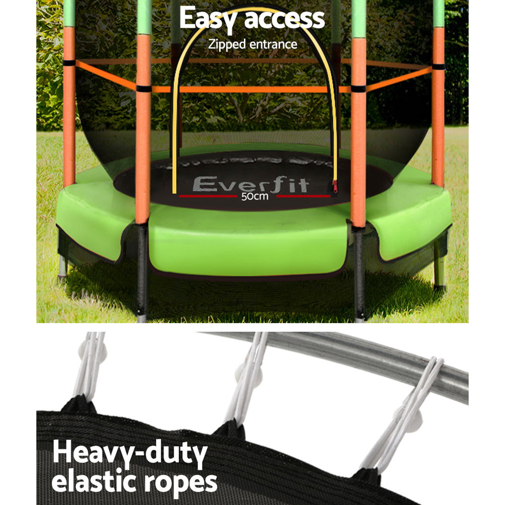 Trampolines & Accessories: Everfit 4.5FT Trampoline for Kids Trampoline w/ Enclosure Safety Net Rebounder Gift Green