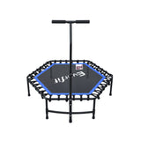 Trampolines & Accessories: Everfit 48inch Hexagon Fitness Trampoline Rebounder Adjustable Handrail Blue