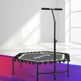 Trampolines & Accessories: Everfit 48inch Hexagon Fitness Trampoline Rebounder Adjustable Handrail Green