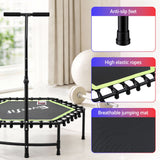 Trampolines & Accessories: Everfit 48inch Hexagon Fitness Trampoline Rebounder Adjustable Handrail Green