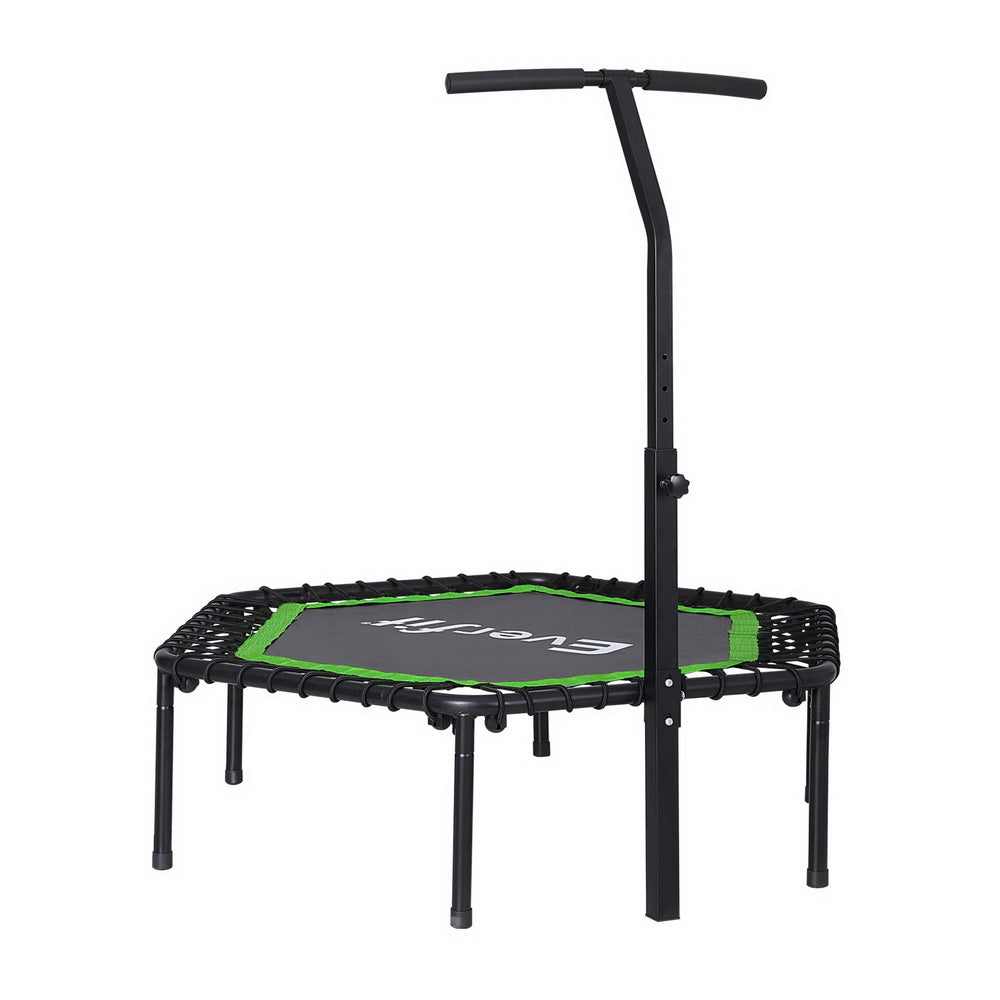 Trampolines & Accessories: Everfit 48inch Hexagon Fitness Trampoline Rebounder Adjustable Handrail Green