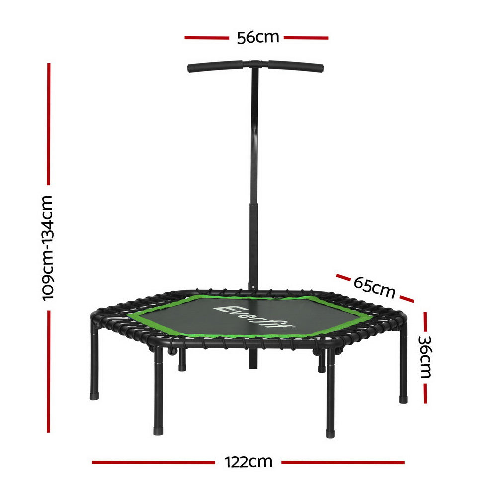 Trampolines & Accessories: Everfit 48inch Hexagon Fitness Trampoline Rebounder Adjustable Handrail Green