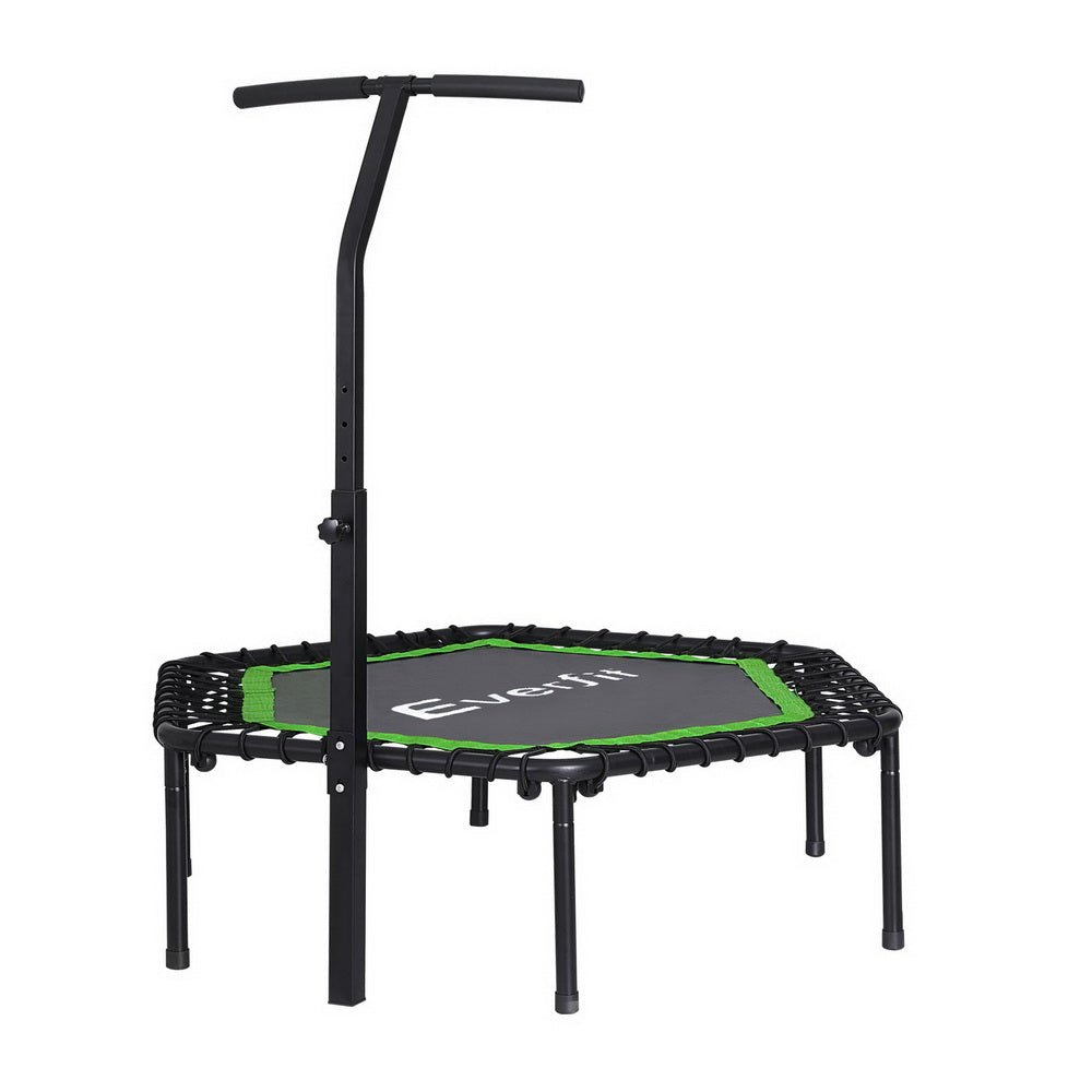 Trampolines & Accessories: Everfit 48inch Hexagon Fitness Trampoline Rebounder Adjustable Handrail Green