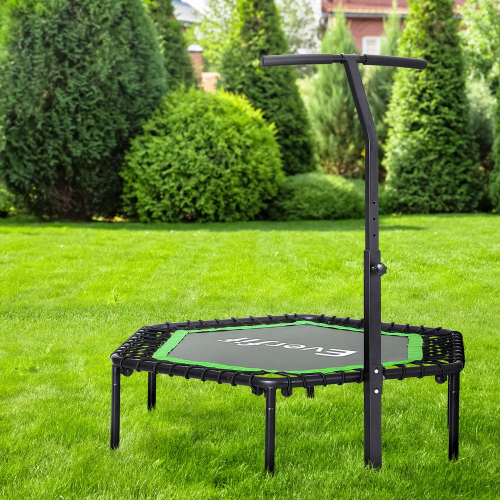 Trampolines & Accessories: Everfit 48inch Hexagon Fitness Trampoline Rebounder Adjustable Handrail Green