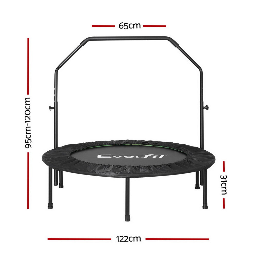 Trampolines & Accessories: Everfit 48inch Round Fitness Trampoline Rebounder Adjustable Handrail Green